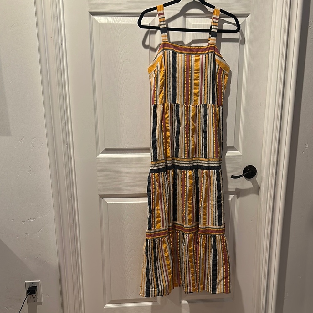 LOFT Multicolor Striped Midi Dress